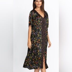 Johnny Was silk Midnight Mariposa Button Front midi  Dress  NWT